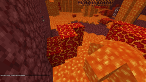 In-development screenshot of molten ore naturally generating for the first time.